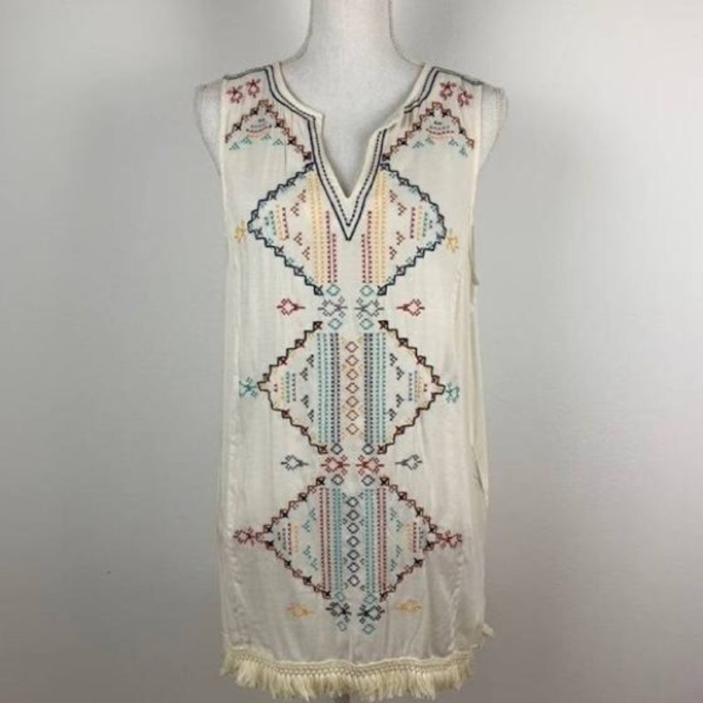 Embroidered Fringe Tunic Tank by Knox Rose